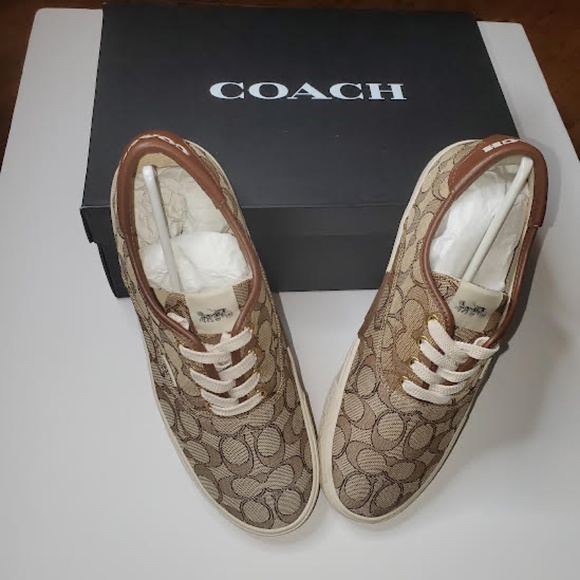 NWOT Women's Authentic Coach Citysole Skate Sneakers C2705 Signature Khaki Logo - Picture 9 of 11